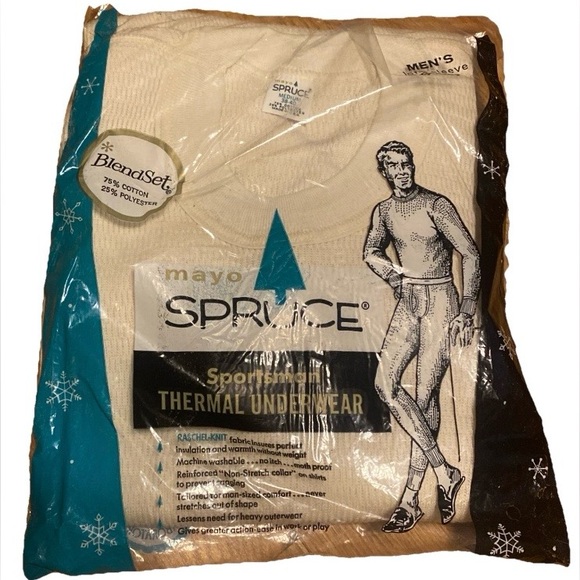 🟥Vintage 60s Mayo Spruce Thermal Underwear Top Medium 38-40 USA New NOS Cotton